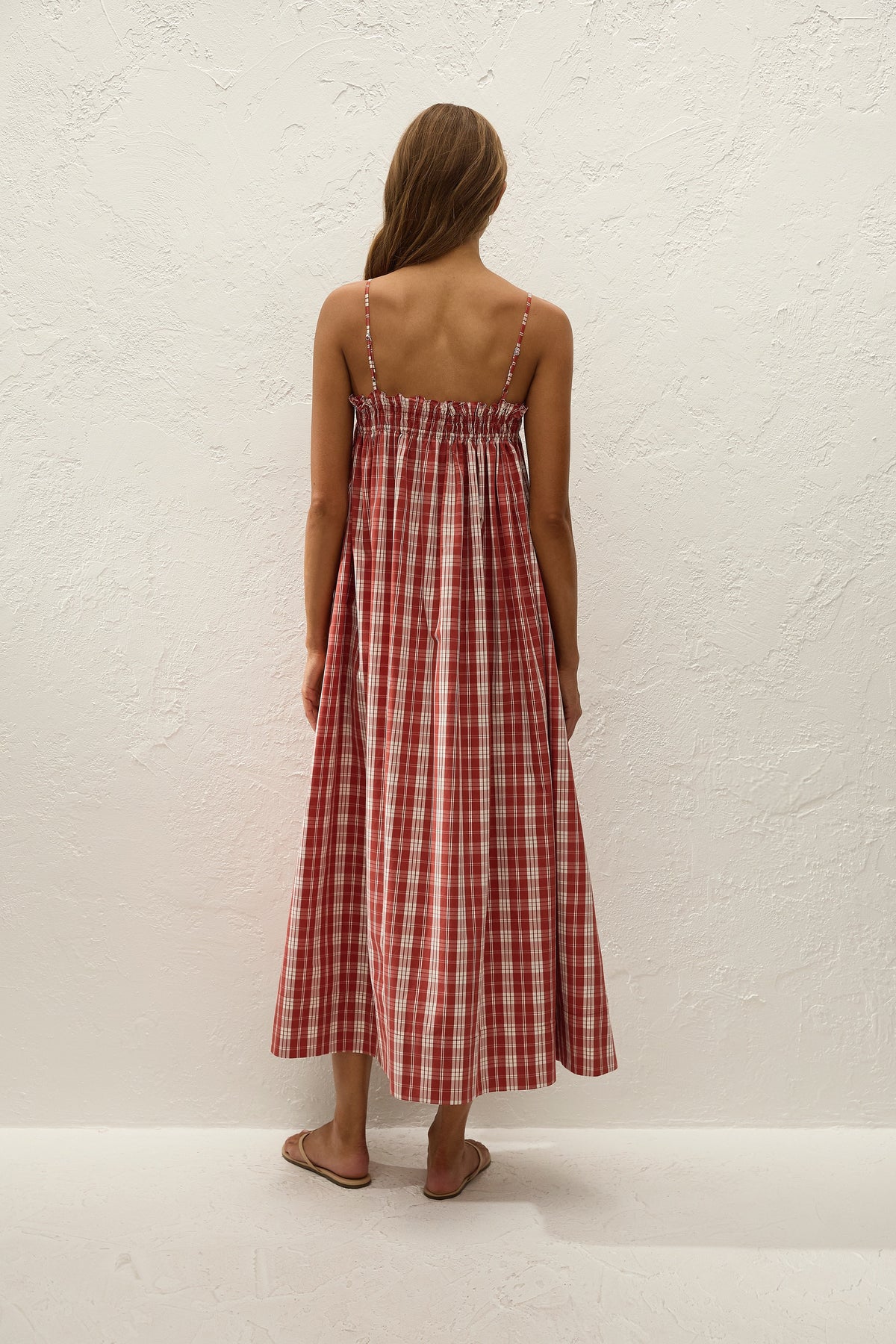 Gerta Midi Dress Ines Check Terra Rosso