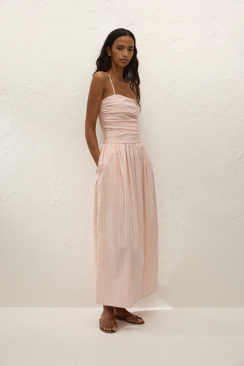 Portlligat Maxi Dress Carmen Stripe Peony White