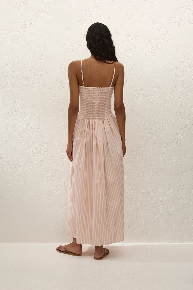 Portlligat Maxi Dress Carmen Stripe Peony White