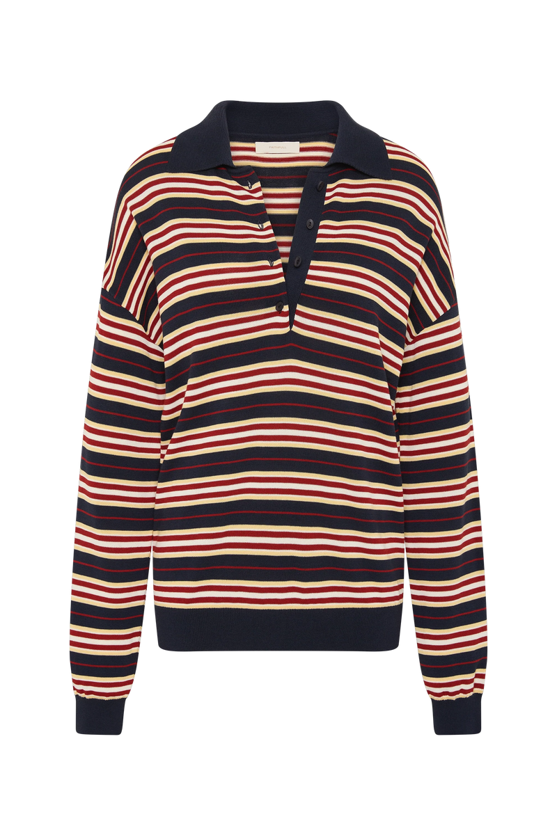 Harlow Oversized Polo Cila Stripe Navy