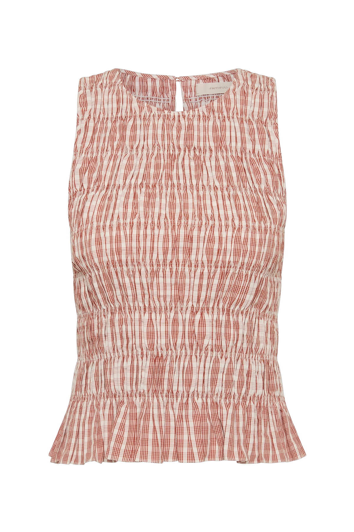 Cales Top Paloma Check Cinnamon White
