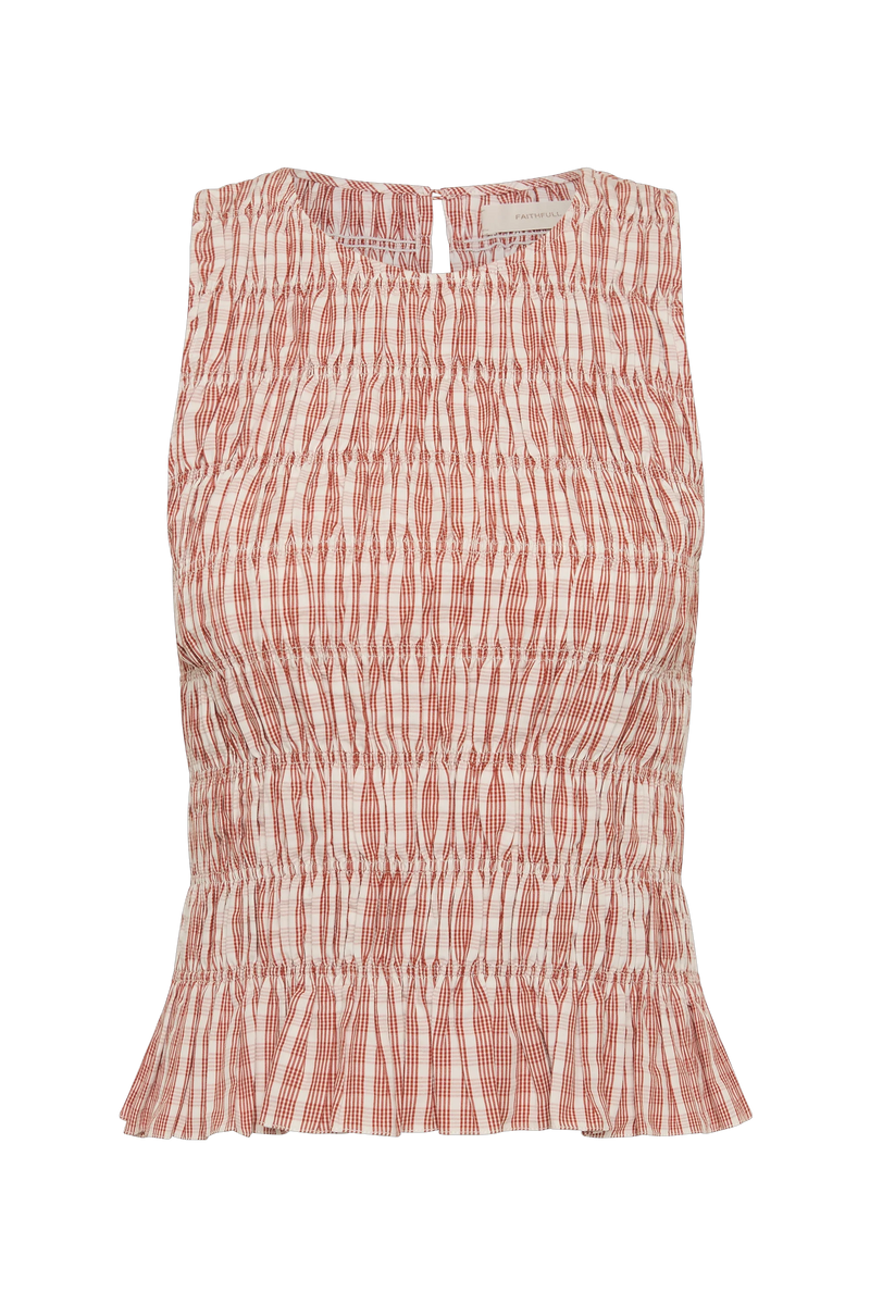 Cales Top Paloma Check Cinnamon White