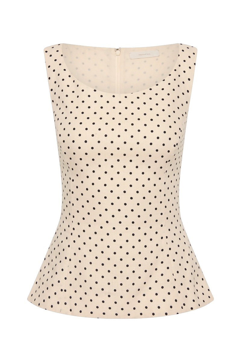 Iria Top Lola Polka Dot Cream Black