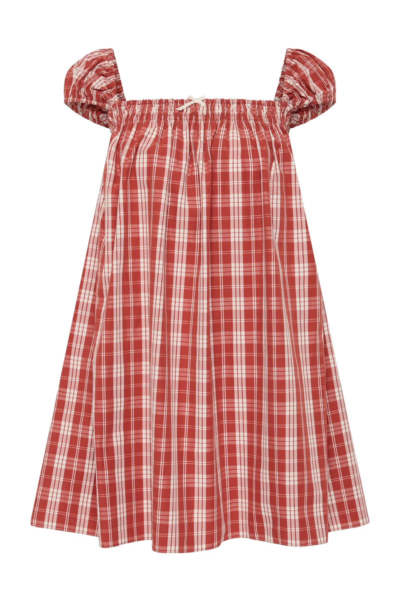 Belinha Mini Dress Ines Check Terra Rosso
