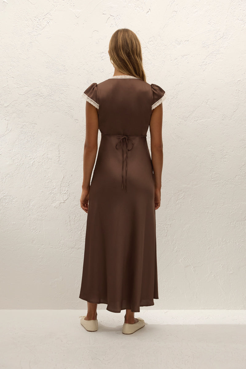 Elvira Midi Dress Chocolate Lace