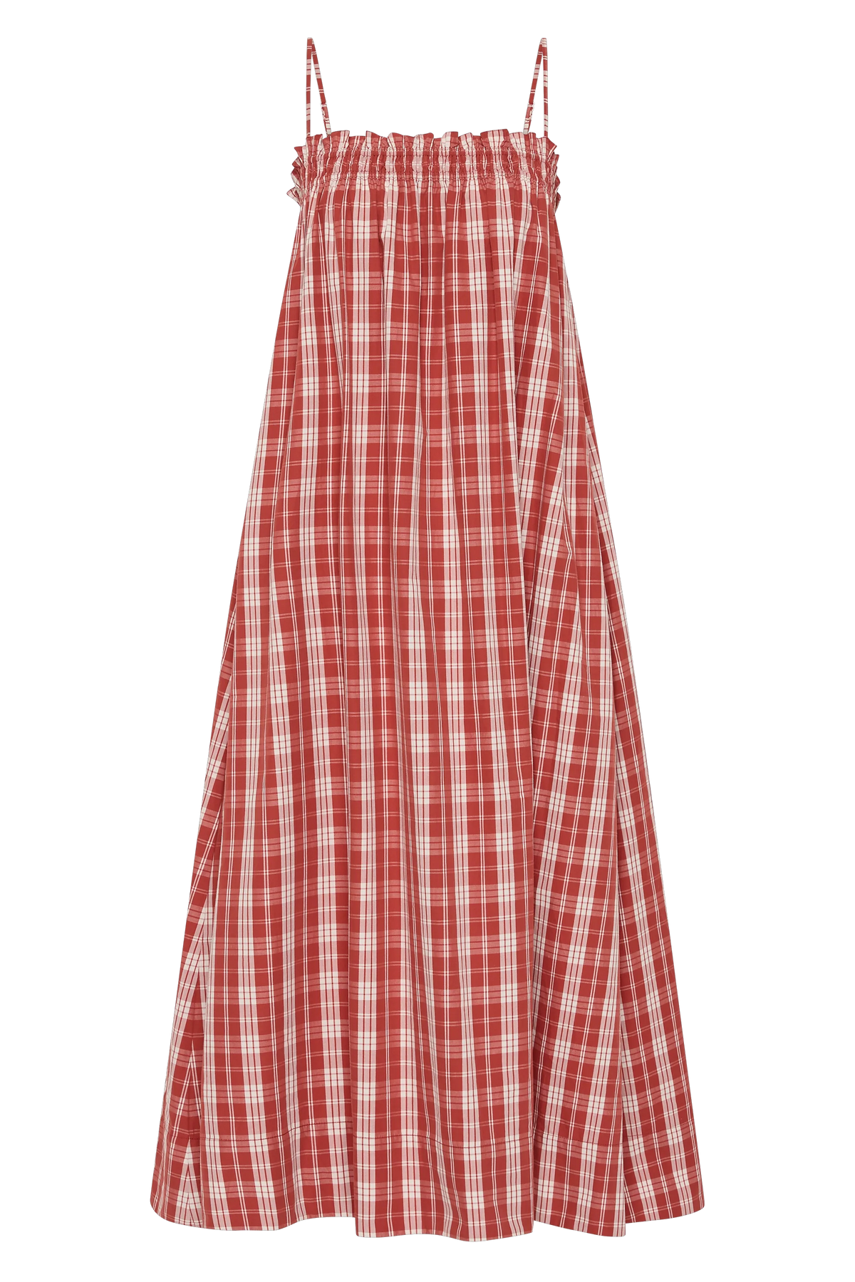 Gerta Midi Dress Ines Check Terra Rosso