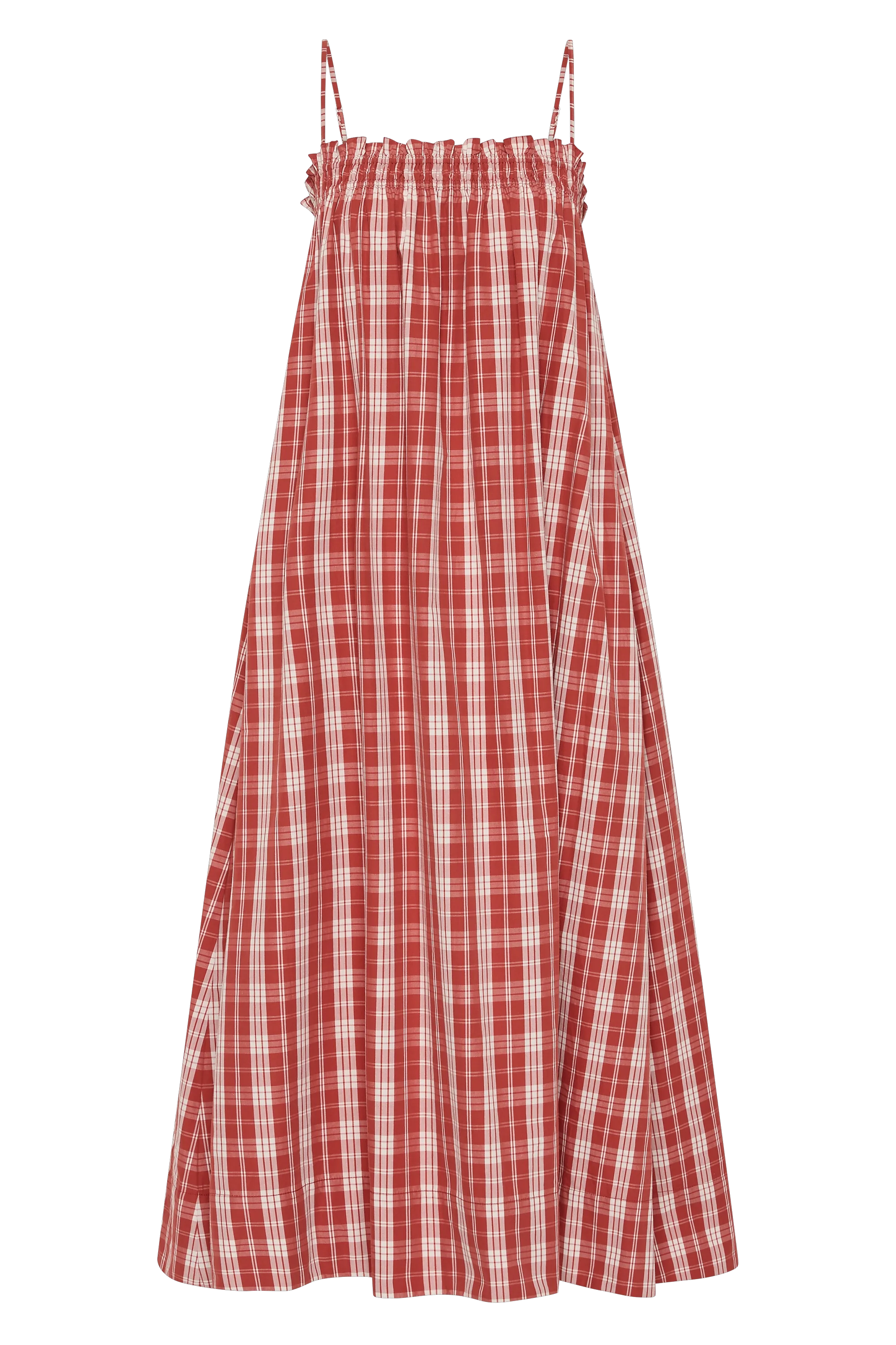 Gerta Midi Dress Ines Check Terra Rosso